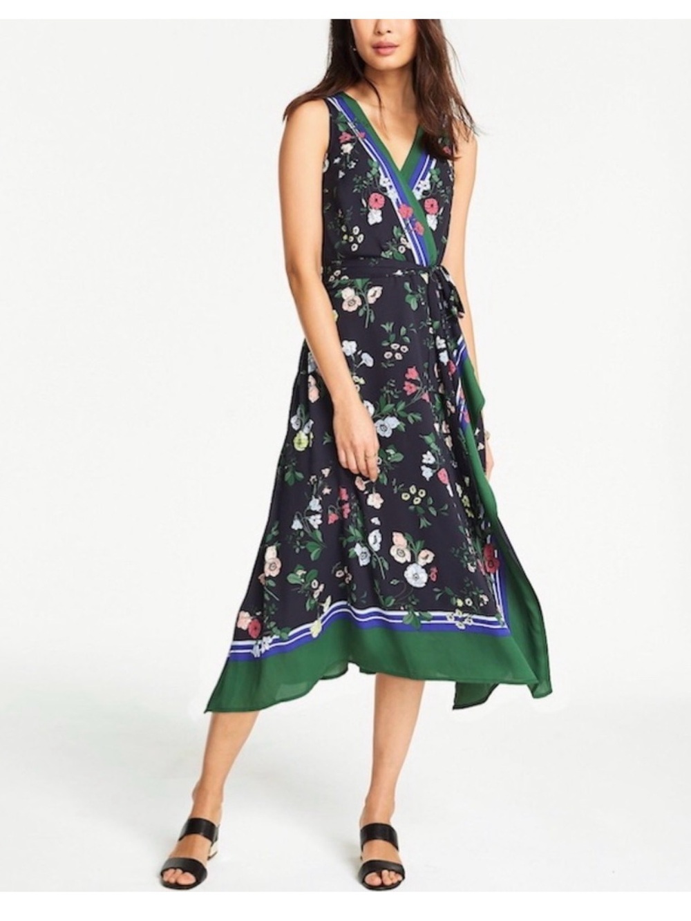 Ann Taylor’s Floral Border Sleeveless dress in Night Sky. Sz 10